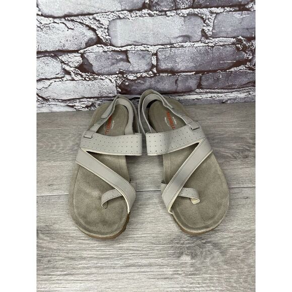 Merrell Aluminum Grey Suede Synthetic Toe Strap Foam Sandals Women Sz 9M US/40EU - Picture 2 of 16